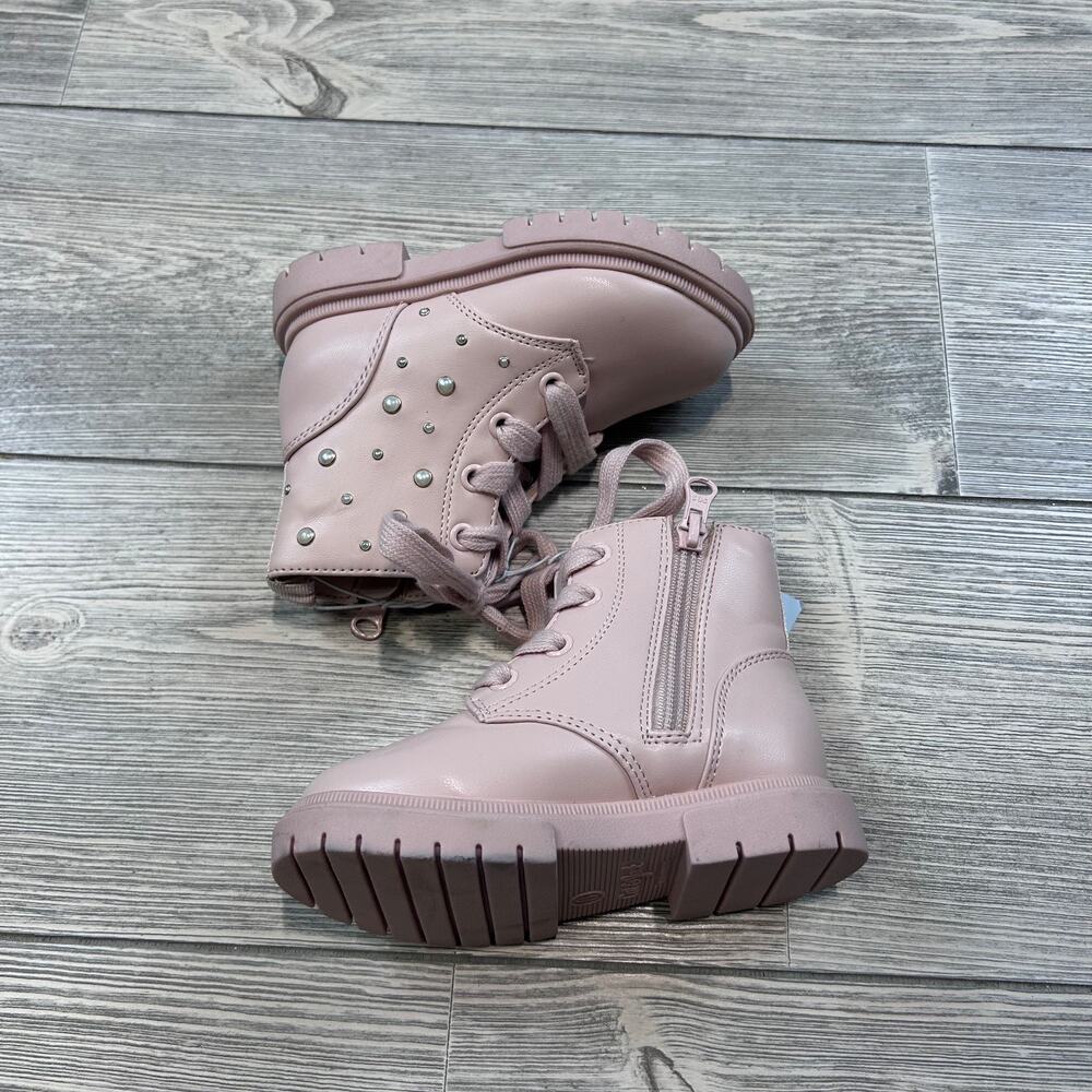 Cat & Jack Toddler Girls' Amaya Lace-Up Combat Boots Blush 8 NWT - Picture 3 of 5